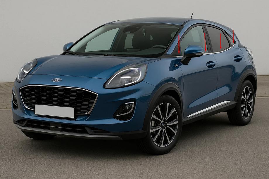 Ford Puma 2019– Spodní lišty oken (8 ks, nerez) Image