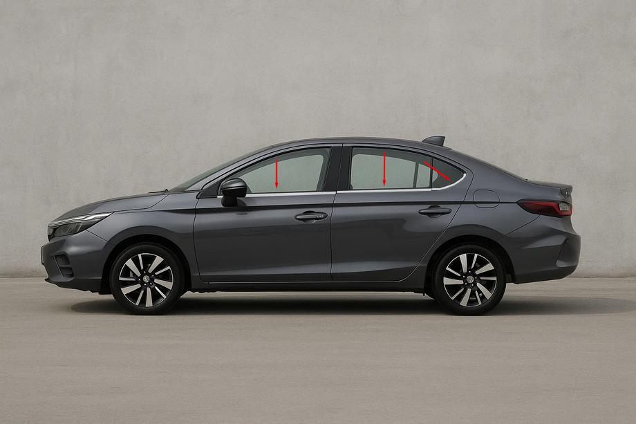 Honda City 2021– Chromové lišty kolem oken SD (6 ks, nerez) Image