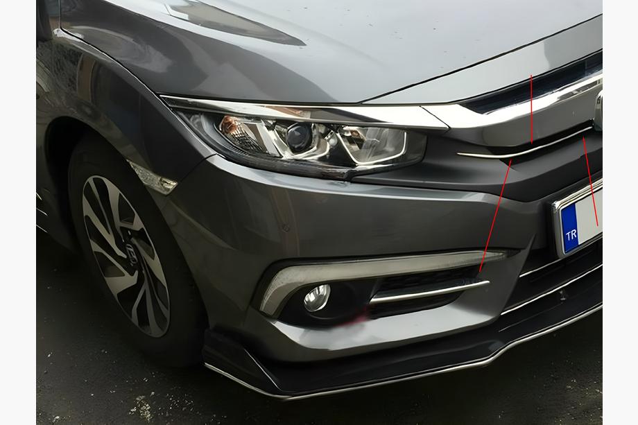 Honda Civic Sedan 2021– Nerezové lišty na mřížku chladiče (2 ks) Image