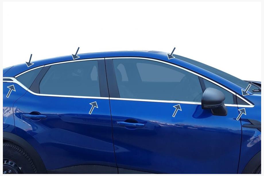 Renault Captur 2019– Kompletní chromové lišty kolem oken (16 ks, nerez) Image