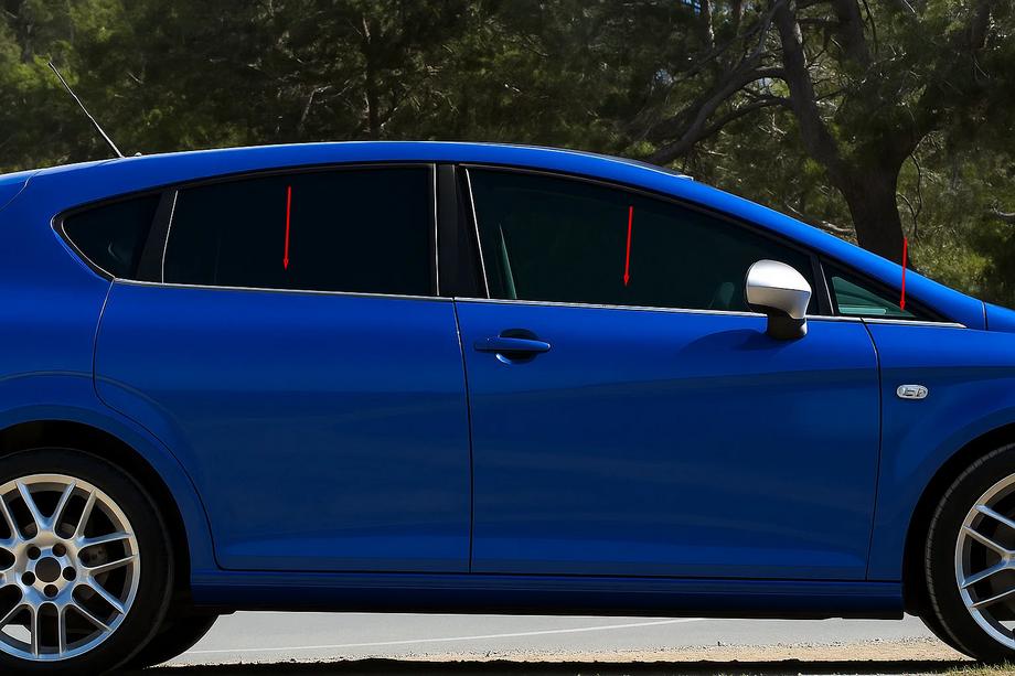 Seat Leon 2005–2012 Vnější lišty okolo oken Carmos (6 ks, nerez) Image