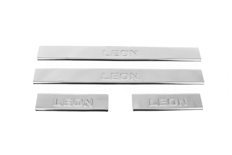 Seat Leon 2013–2020 Nerezové prahové lišty Carmos V2 (4 ks) Image
