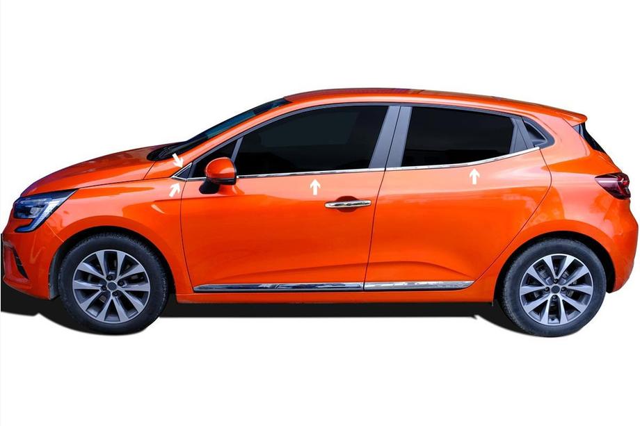 Renault Clio V 2019– Spodní lišty oken (8 ks, nerez) Fotografie 1
