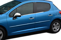 Peugeot 207 2006–2014 Vnější okenní lišty (4 ks, nerez) fotografie 1