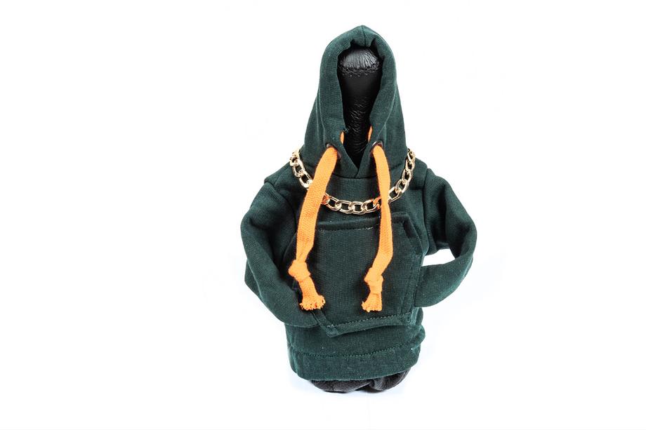 Mikina (hoodie) na řadicí páku (zelená, oranžová šňůrka) Fotografie 1