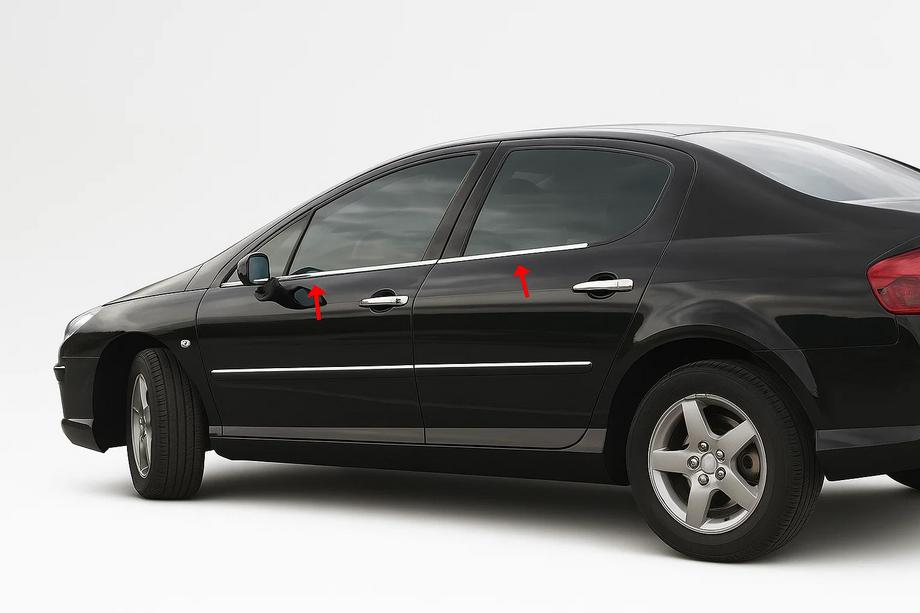 Peugeot 407 2004–2011 Vnější ozdobné lišty oken (4 ks, nerez) OmsaLine – italská nerezová ocel Image