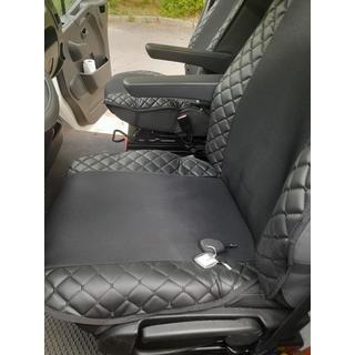 Potah na sedadlo ECO kůže a látka (1 ks, černá s černým prošitím + látka) fotografie 4