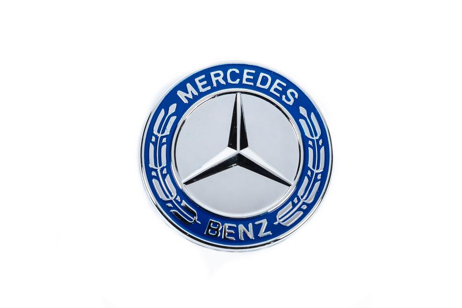 Mercedes-Benz Záslepka místo emblému na kapotu Mercedes (modrá a chrom, 57 mm) Fotografie 2
