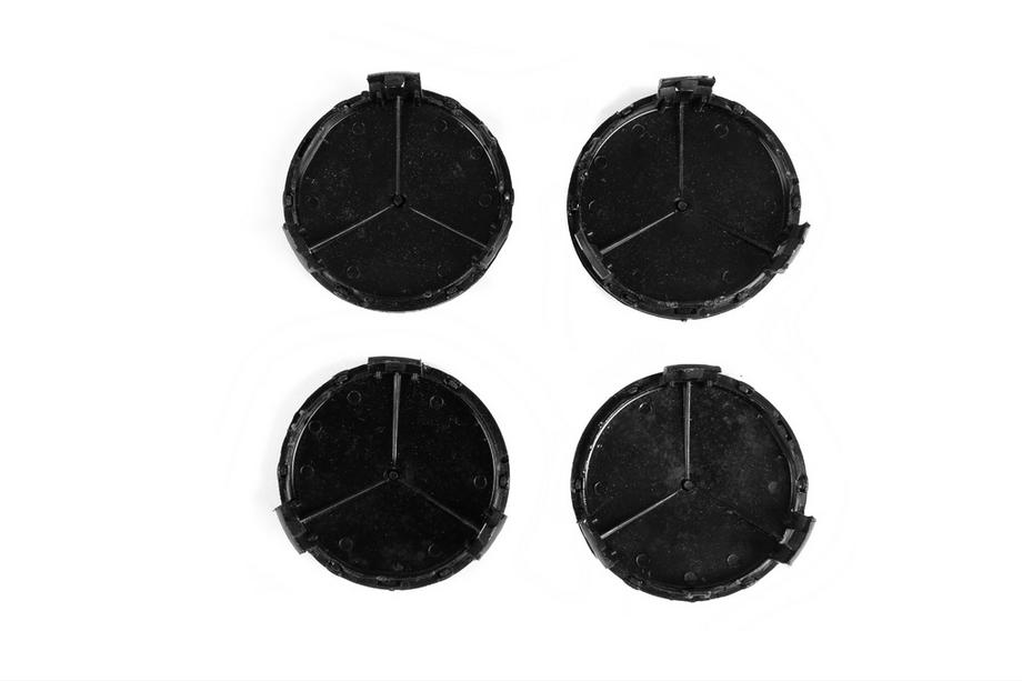 Mercedes-Benz Středové krytky na disky 71/74 mm bez kroužku (4 ks, černý lesk) Fotografie 3
