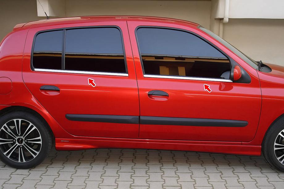 Renault Clio II 1998–2005 Vnější lišty oken (HB, 4 ks, nerez) Image