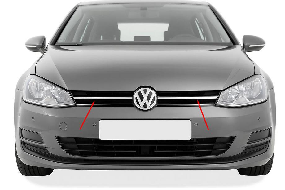 Volkswagen Golf 7/E-Golf 2012–2020 Nerezové lišty na horní část masky chladiče Fotografie 3