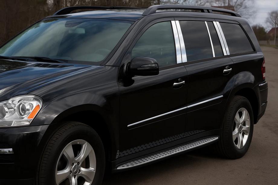 Mercedes GL třída X164 2006–2012 Kryty dveřních sloupků (10 ks, nerez) Fotografie 1