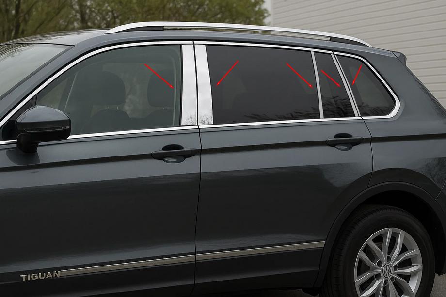 Volkswagen Tiguan 2016–2023 Nerezové lišty sloupků dveří (10 ks) Image