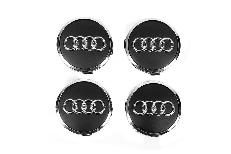 Audi Středové krytky do disků 57/61 mm s kroužkem (4 ks, černé) Image