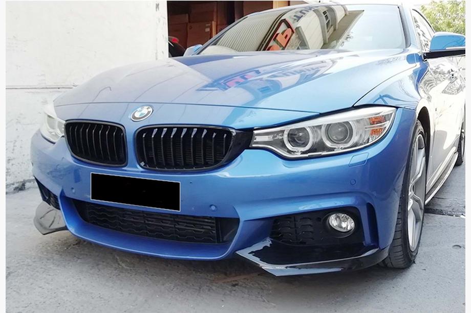 BMW řada 4 F32/F33/F36 2012–2020 Lip spoiler předního nárazníku DPT Flap V-1 (pro M-Technic, černý lesk) Image