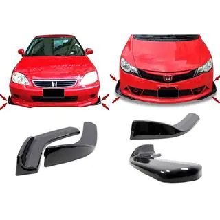 Univerzální přední lip spoiler DPT V-1 (ABS) (2 ks) (lesklá černá) fotografie 1