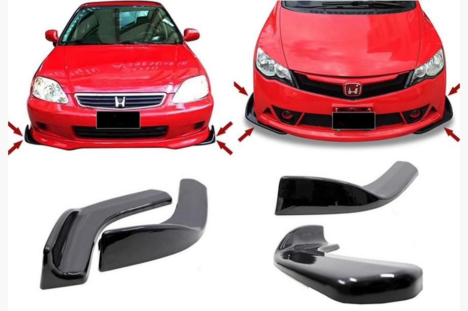 Univerzální přední lip spoiler DPT V-1 (ABS) (2 ks) (lesklá černá) Fotografie 1