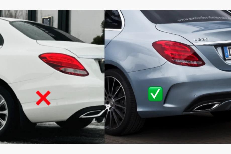 Mercedes C-Class W205 2014–2021 Zadní difuzor s koncovkami výfuku (design C63 2014-2018) Fotografie 4