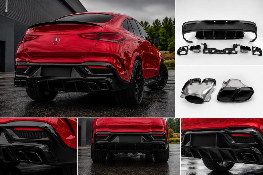 Mercedes GLE kupé C167 2019– Zadní difuzor s koncovkami Black (v designu GLE63) Image