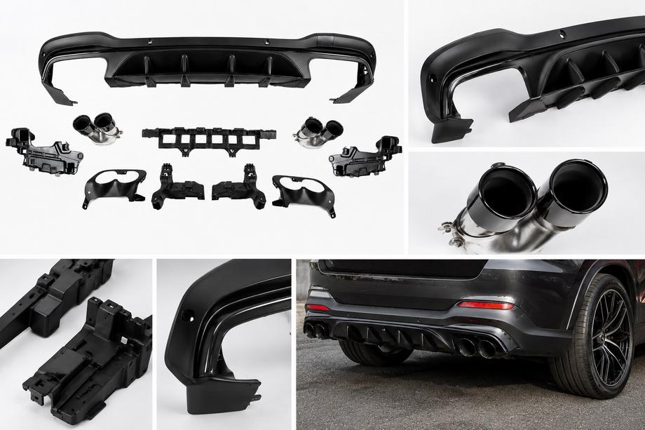 Mercedes GLC X253 2015–2022 Zadní difuzor s koncovkami (design AMG43) Fotografie 1