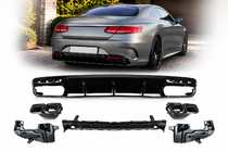 Mercedes S-class C217 Coupe 2014–2020 Zadní difuzor s koncovkami výfuku Black (2018-2020) fotografie 1