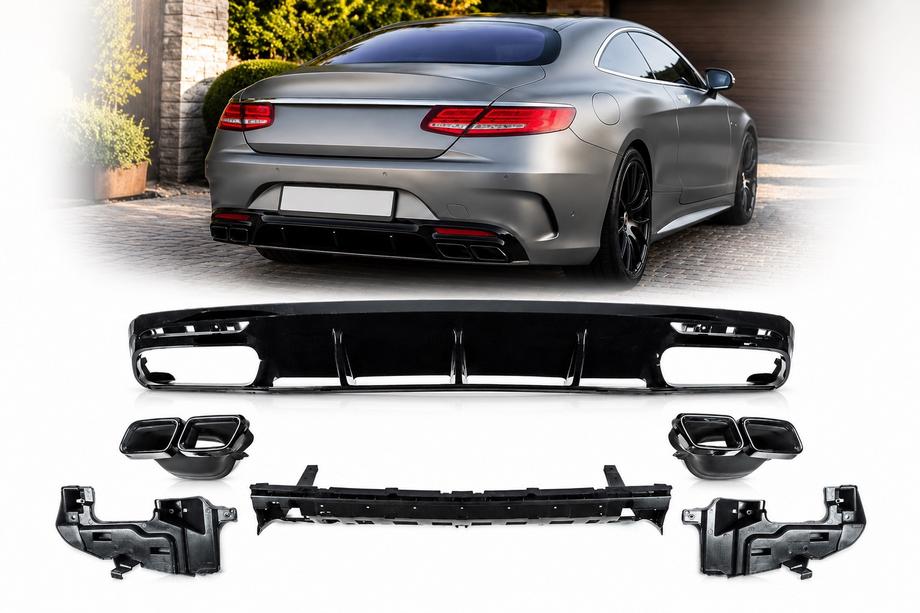 Mercedes S-class C217 Coupe 2014–2020 Zadní difuzor s koncovkami výfuku Black (2018-2020) Image
