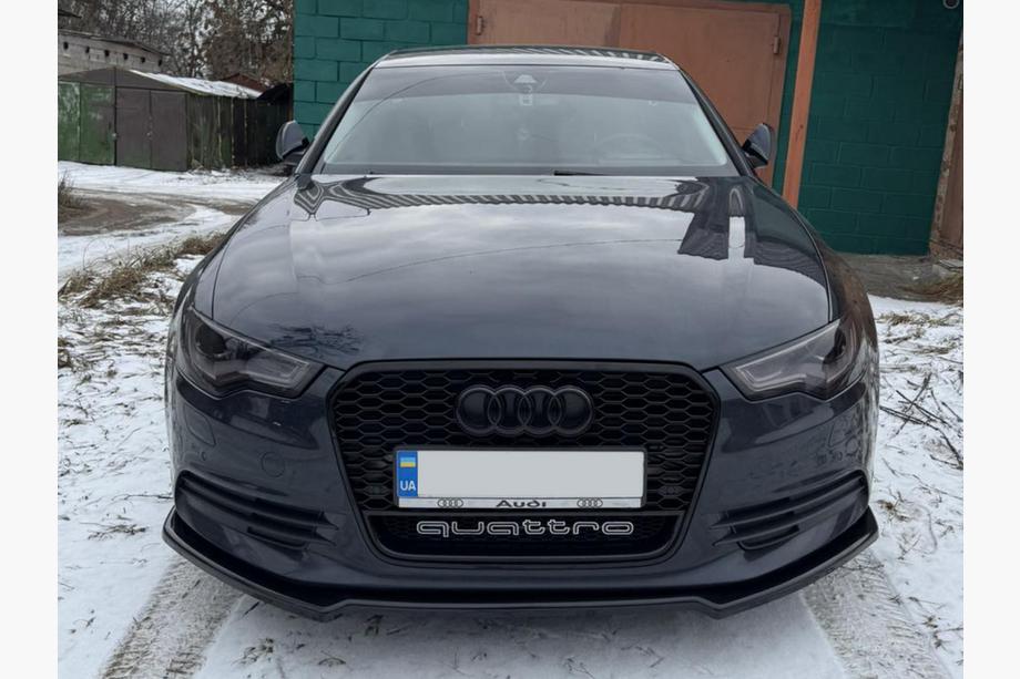 Audi A6 C7 2011–2017 Přední lip spoiler DPT V-2 (pro S-Line, 2011-2015) (černý lesk) Image
