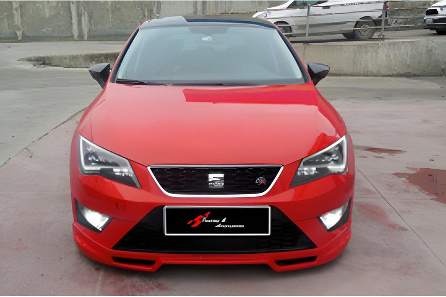 Seat Leon 2013–2020 Přední lip spoiler DPT V-4 (2013-2016, černý lesk) Fotografie 1