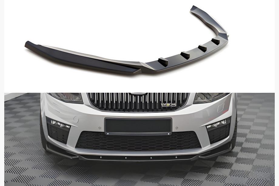 Skoda Octavia III A7 2013–2019 Přední lip spoiler DPT V-2 (pro RS, 2013-2017, lesklá černá) Image