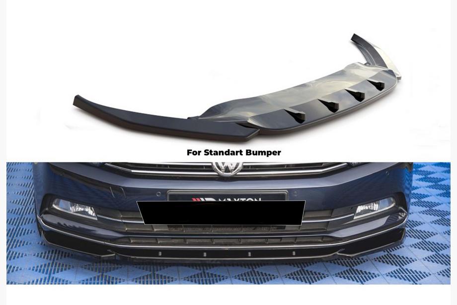 Volkswagen Passat B8 2015–2023 Přední lip spoiler DPT V-1 (2015-2019 EU, lesklá černá) Image