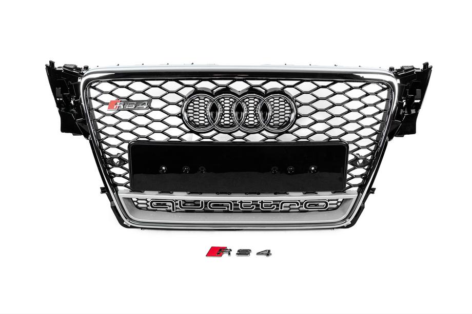 Audi A4 B8 2007–2015 Přední maska chladiče s nápisem Quattro ve stylu RS (2007-2011, černá) Image
