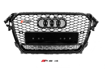 Audi A4 B8 2007–2015 Přední černá maska chladiče ve stylu RS s nápisem Quattro (2012-2015) fotografie 1