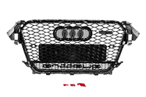 Audi A4 B8 2007–2015 Přední černá maska chladiče ve stylu RS s nápisem Quattro (2012-2015) fotografie 4