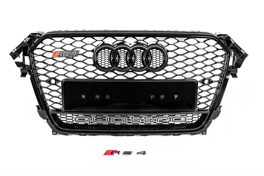 Audi A4 B8 2007–2015 Přední černá maska chladiče ve stylu RS s nápisem Quattro (2012-2015) Image