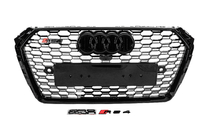 Audi A4 B9 2015–2024 Predni maska RS-style s napisem Quattro (2015-2019, cerna) fotografie 1