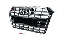 Audi A4 B9 2015–2024 Predni maska chladiče S-style (2015-2019, chrom+cerna) fotografie 2