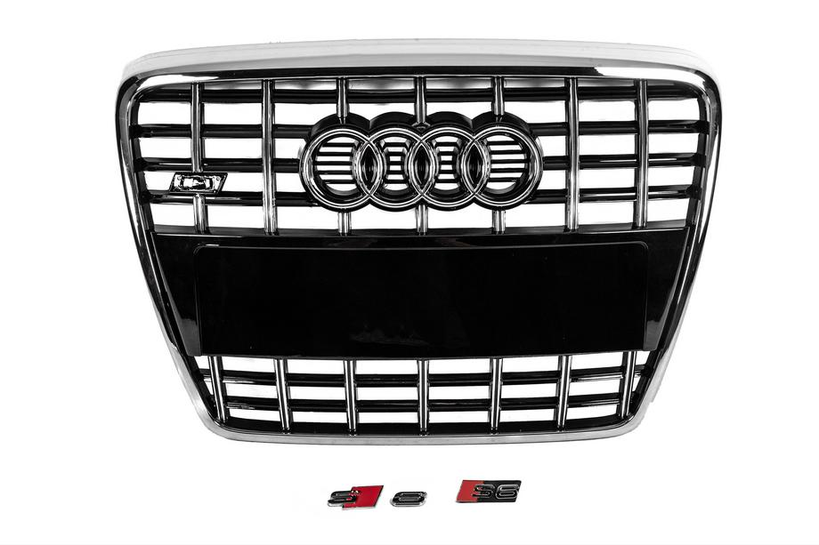 Audi A6 C6 2004–2011 Přední maska chladiče S-style (černá s chromem) Fotografie 3
