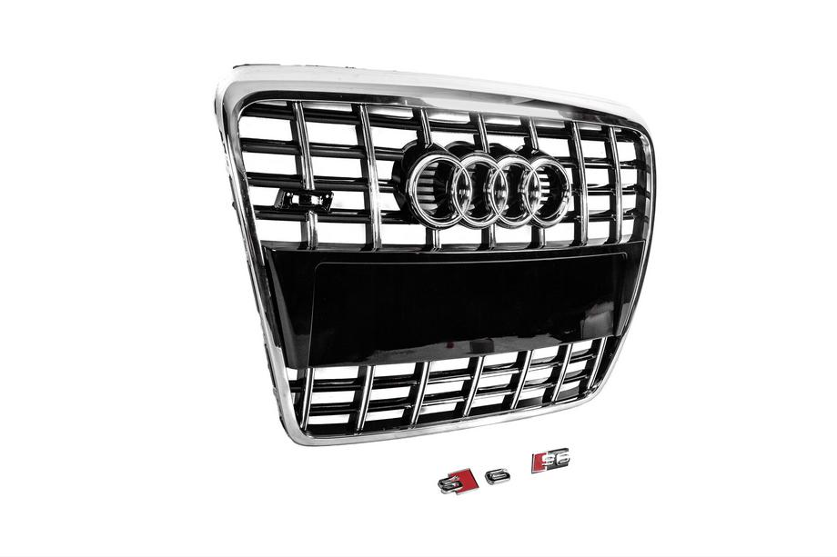 Audi A6 C6 2004–2011 Přední maska chladiče S-style (černá s chromem) Fotografie 4