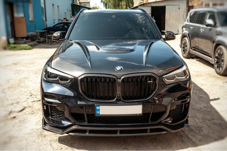 BMW X5 G05 2019–2026 Přední lip spoiler Paradigm V-2 (2018-2022, pravý karbon) Fotografie 4