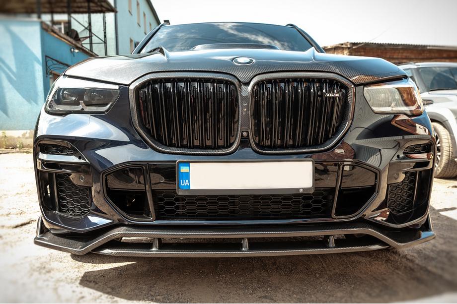 BMW X5 G05 2019–2026 Přední lip spoiler Paradigm V-2 (2018-2022, pravý karbon) Fotografie 7