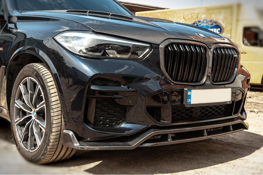 BMW X5 G05 2019–2026 Přední lip spoiler Paradigm V-2 (2018-2022, pravý karbon) Fotografie 8