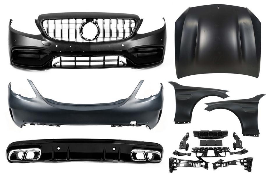 Mercedes C-Class W205 2014–2021 Kompletní sada bodykitu s kapotou a blatníky (C63 AMG) Image