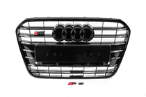 Audi A6 C7 2011–2017 Přední černá maska chladiče s černým rámečkem S-style (2011-2014) fotografie 1