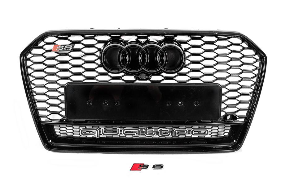 Audi A6 C7 2011–2017 Přední černá maska chladiče RS-style s nápisem Quattro (2014-2017) Image