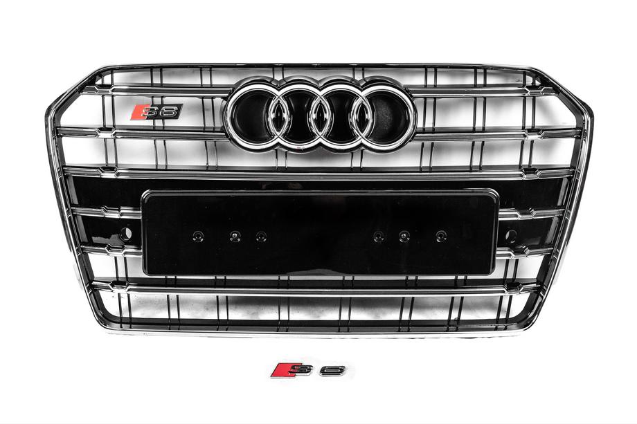 Audi A6 C7 2011–2017 Přední černá maska chladiče s chromovým rámečkem S-Style (2014-2017) Image