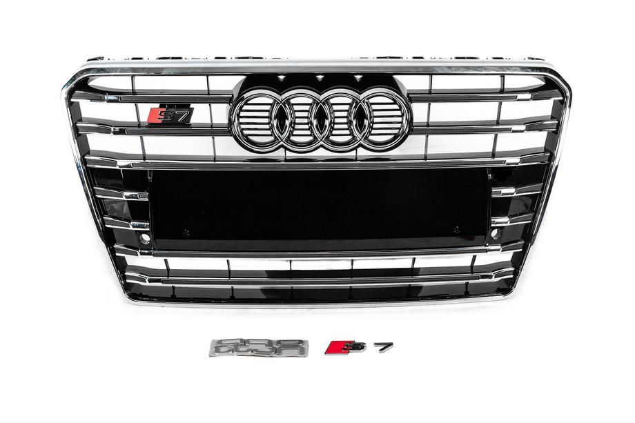 Audi A7 2010–2018 Přední maska S-Style (2010-2014, černá s chromem) Fotografie 1