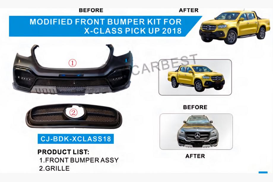 Mercedes X-Class 2017–2020 Přední nárazník s mřížkou (styl AMG) Image