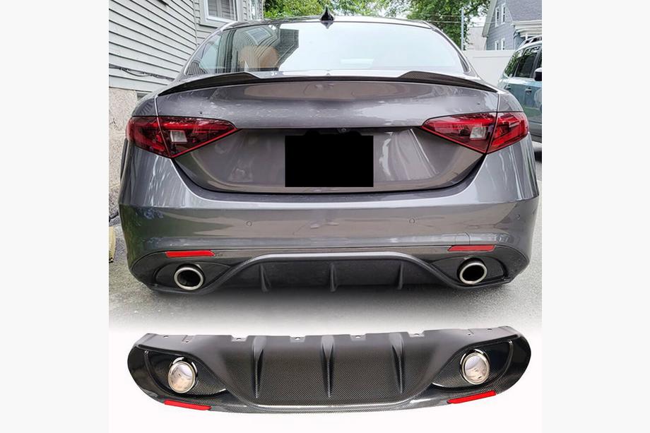 Alfa Romeo Giulia 2016–2022 Difuzor zadního nárazníku s koncovkami V2 (pro Base, karbon) Image