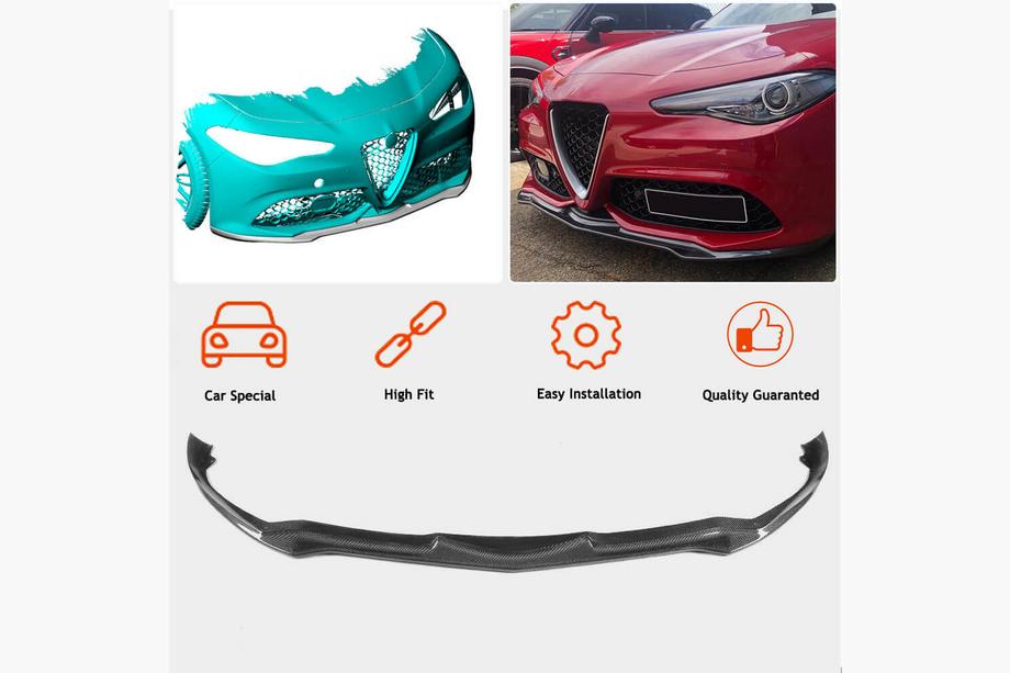 Alfa Romeo Giulia 2016–2022 Lip spoiler na přední nárazník Lip V2 (pro Sport, karbon) Fotografie 3