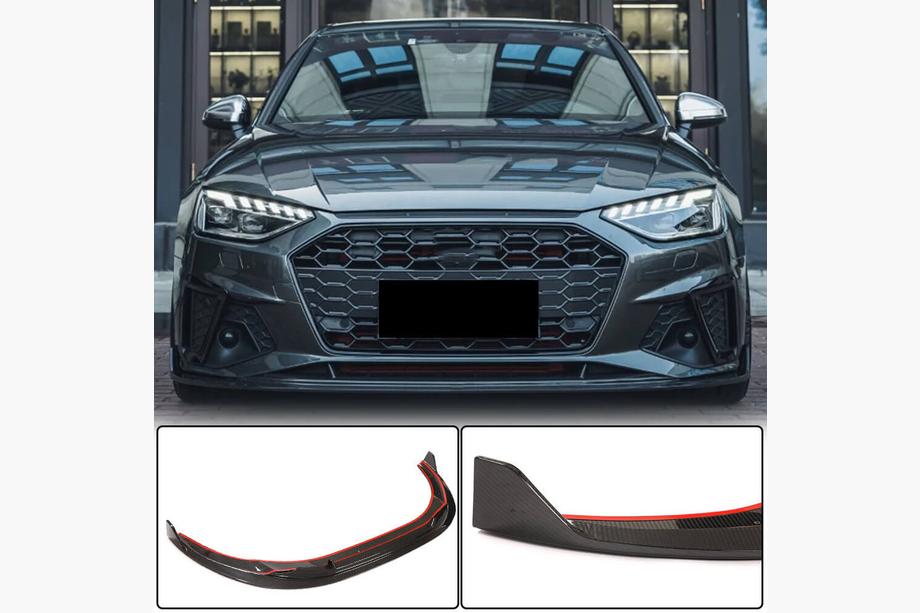 Audi A4 B9 2015–2024 Přední lip spoiler na nárazník Lip V1 (pro S-Line Sedan 2019-2024, karbon) Image